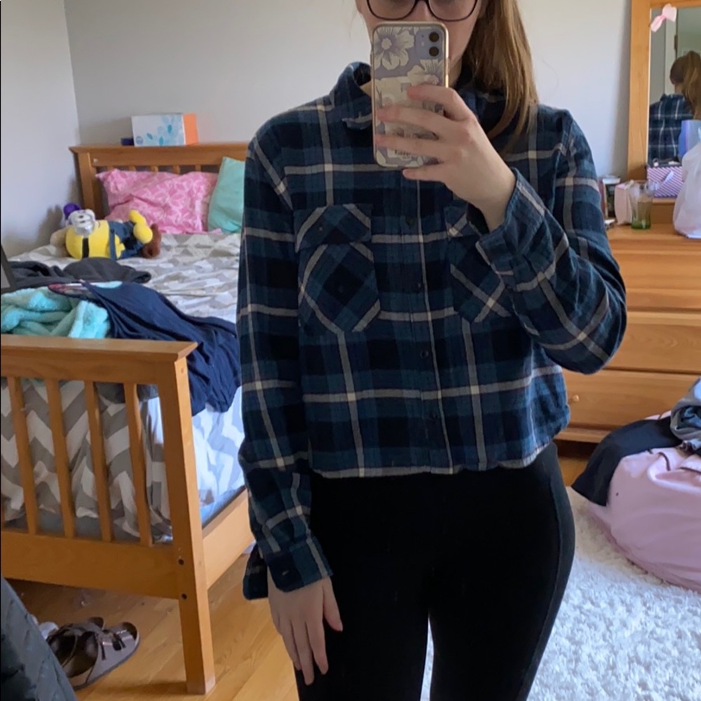 Cropped collared hoodie